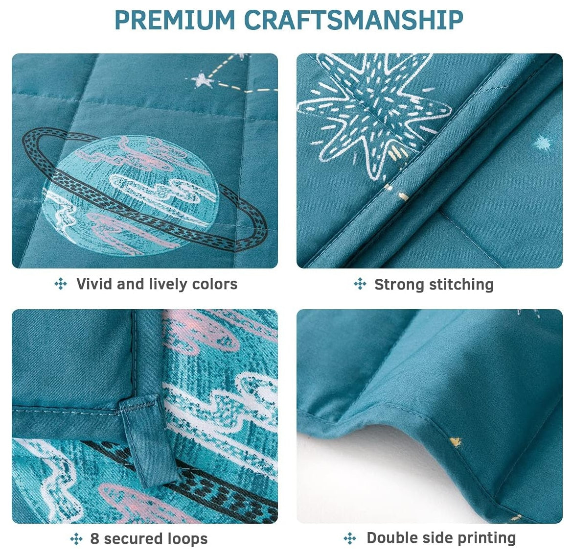 Kids Weighted Blanket 100% Cotton - 3 lb, 36 × 48 in  Blue Starry Sky