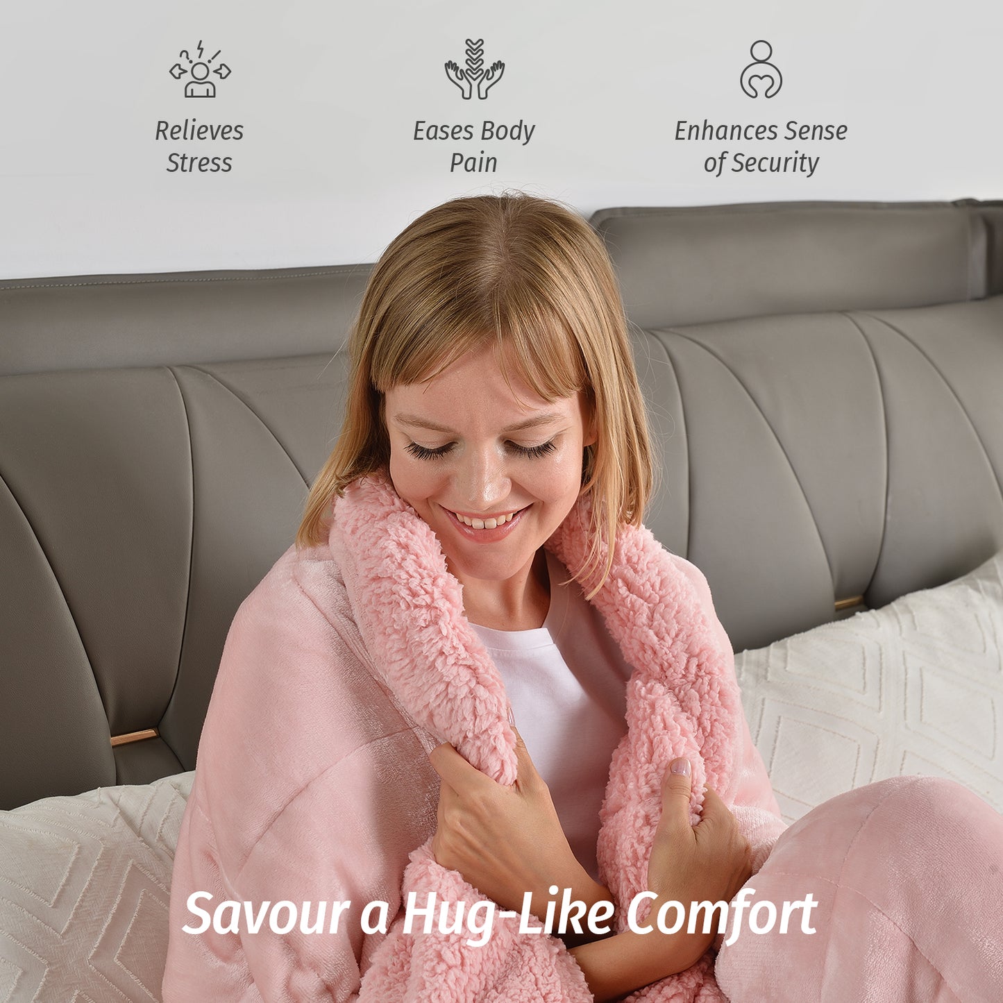 Sivio Weighted Blanket for Adults -15 lbs, 48 × 72 in Pink