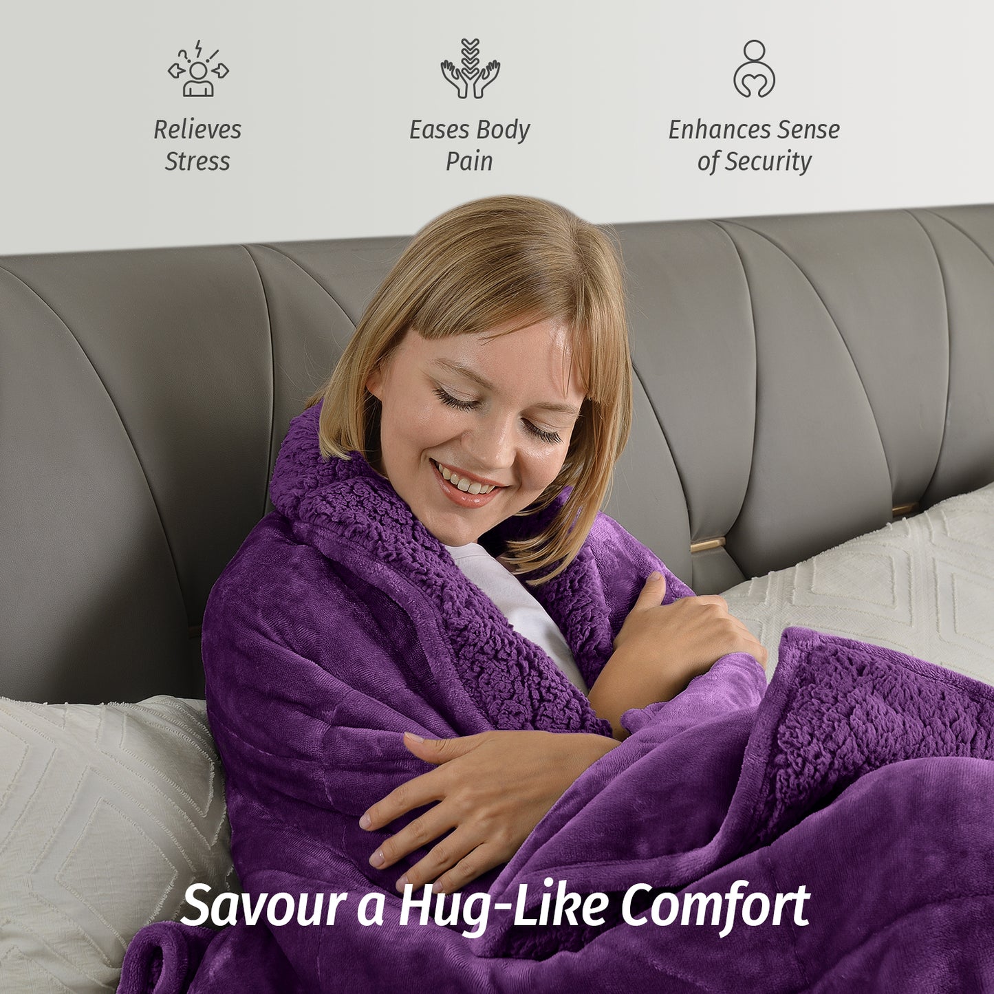Sivio Weighted Blanket for Adults -15 lbs, 48 × 72 in Purple