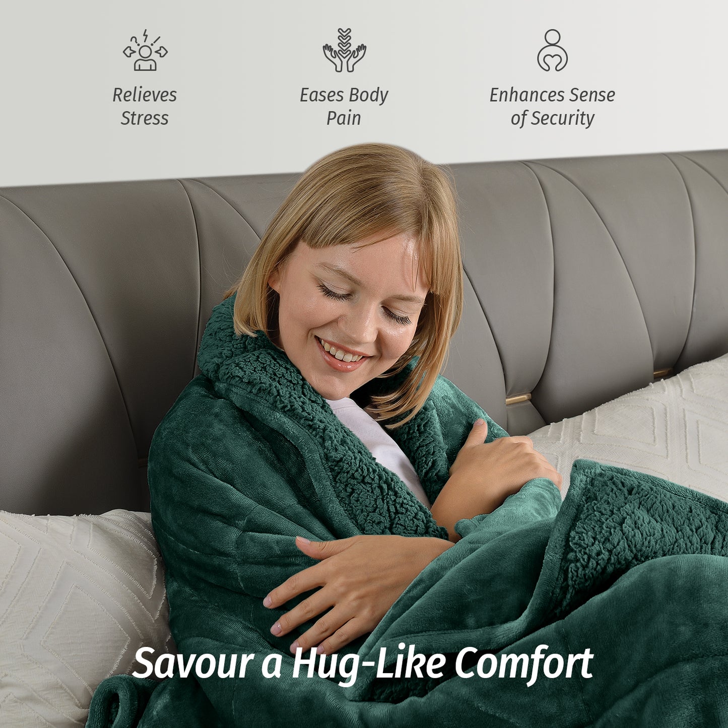 Sivio Weighted Blanket for Adults -15 lbs, 60 × 80 in Green