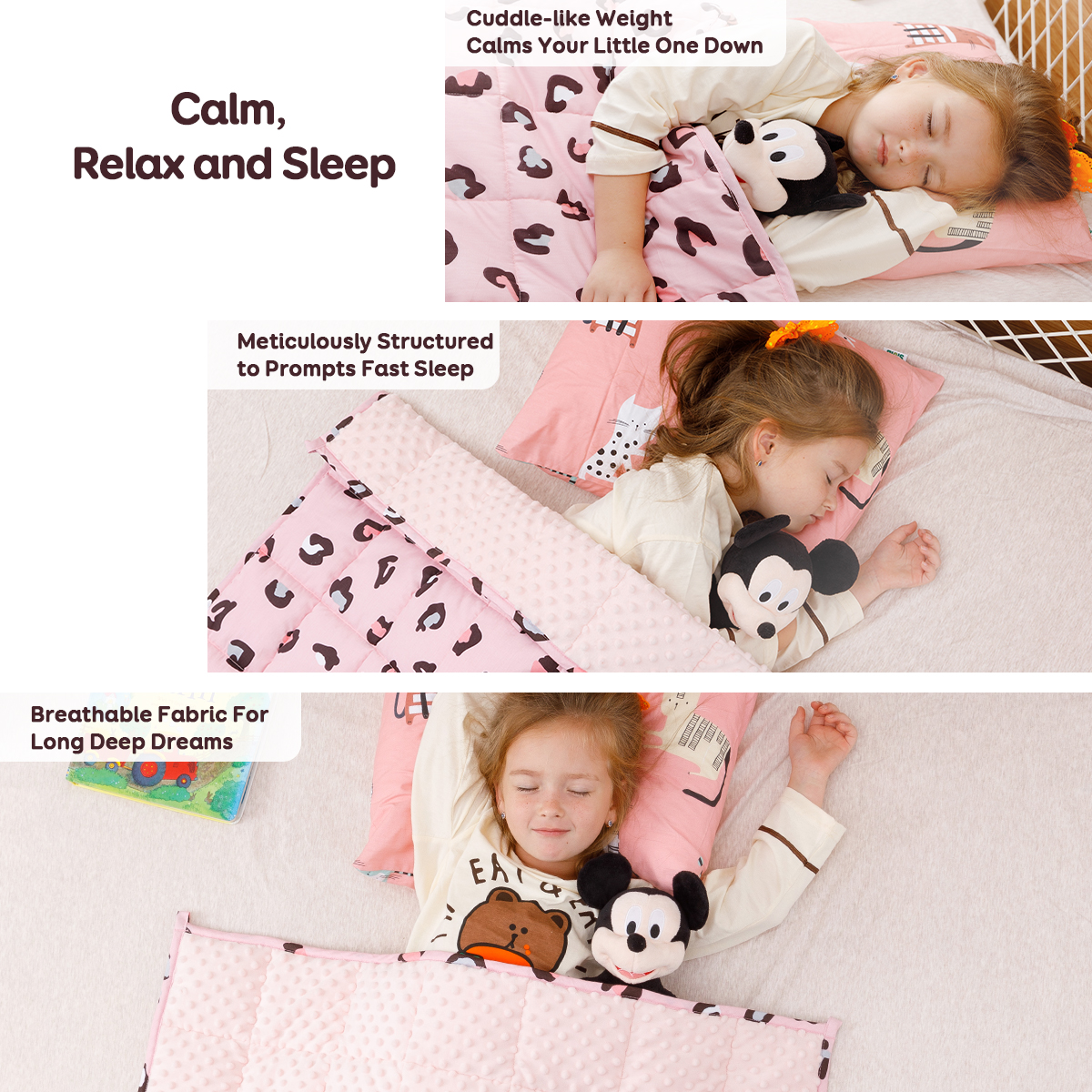 Sivio Minky Fleece & Cotton Kids Weighted Blanket- 5 lb, 36 × 48 in Pink Leopard