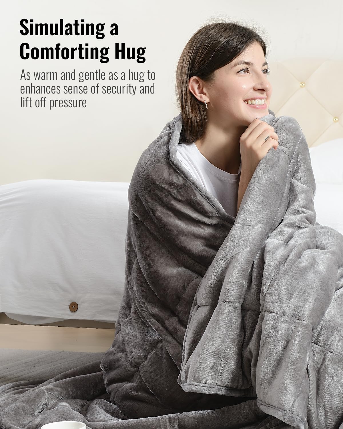 Sivio Gray Fleece & White Sherpa Weighted Blanket, 15 lbs 60 x 80in
