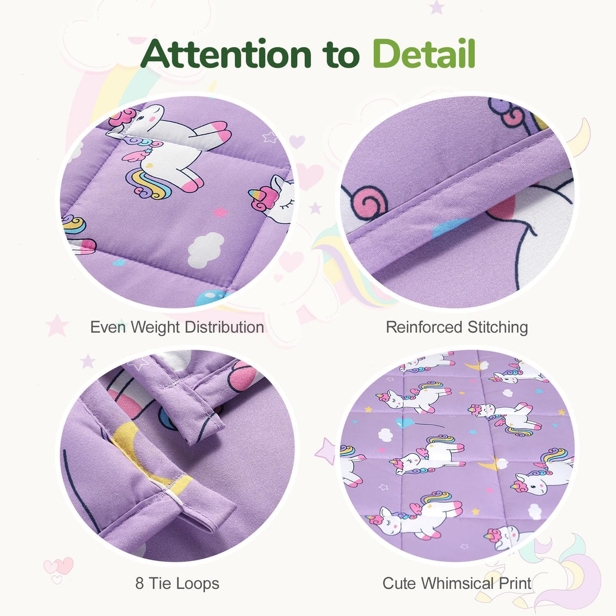 Sivio Kids Weighted Blanket - 3 lb, 36 x 48 in,  Purple Unicorn
