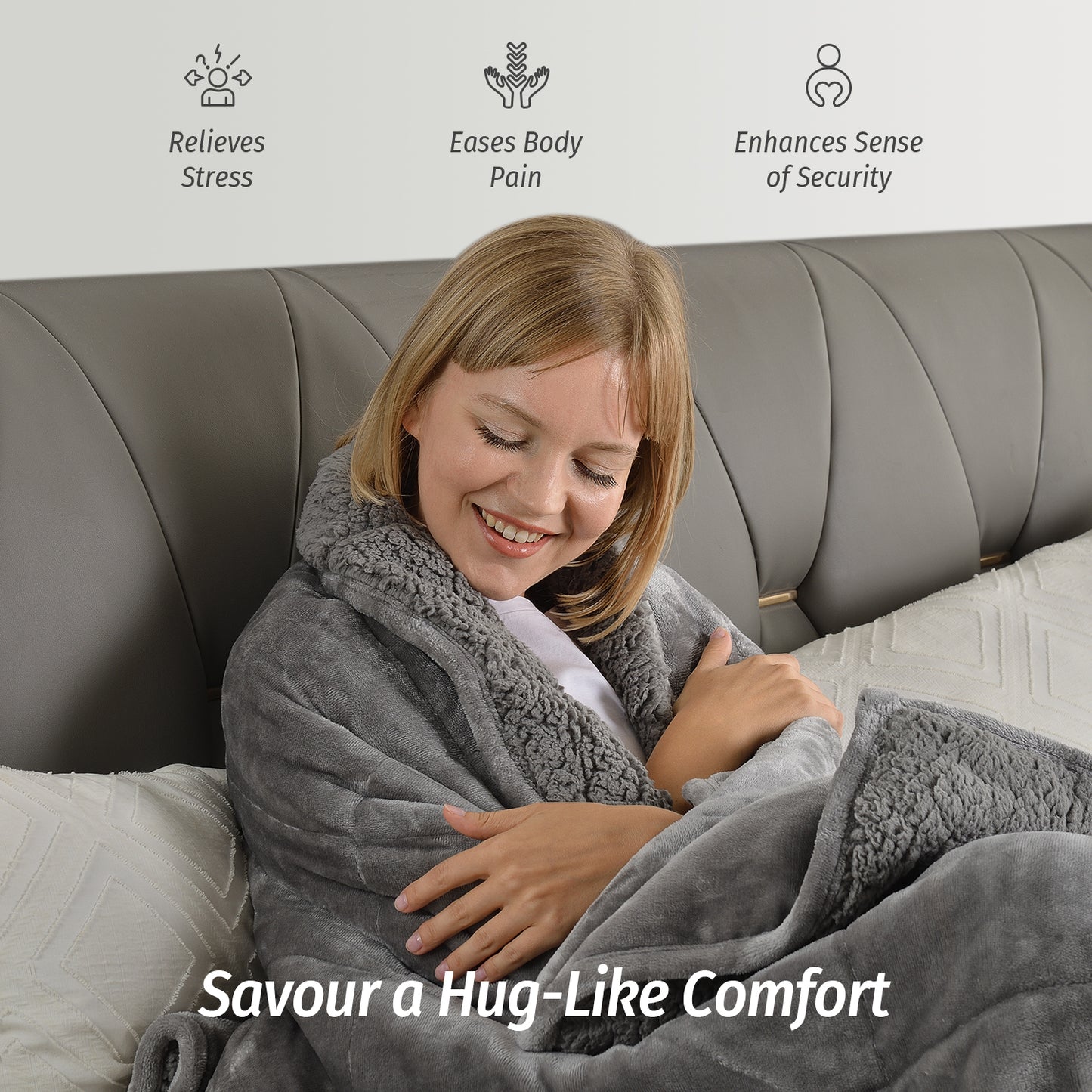 Sivio Weighted Blanket for Adults -15 lbs, 48 × 72 in Gray