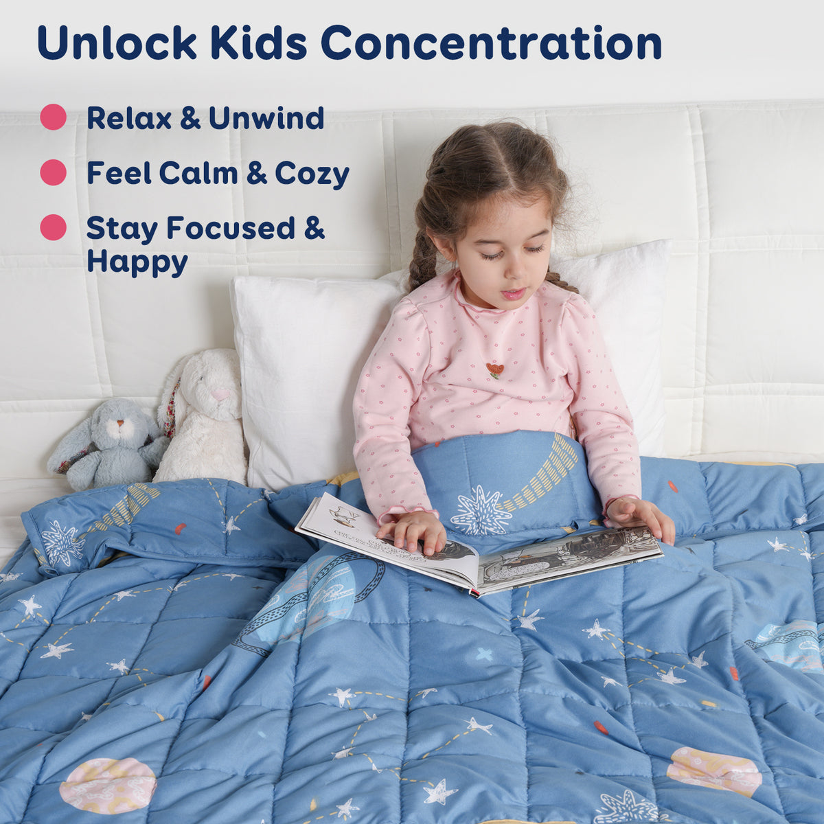 Sivio Kids Weighted Blanket - 3 lb, 36 x 48 in, Blue Star Moon