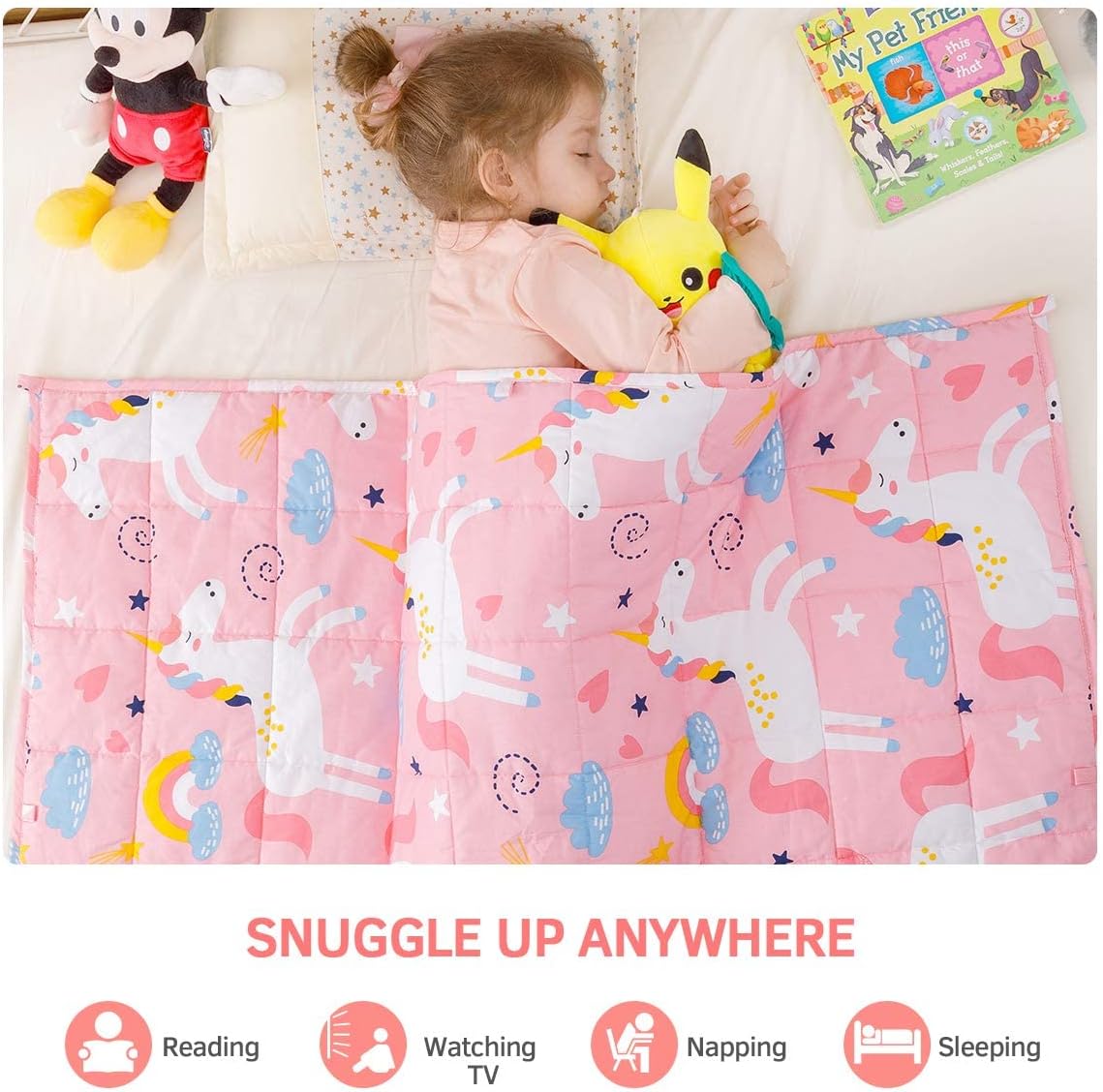 Kids Weighted Blanket 100% Cotton - 5 lb, 36 × 48 in Pink