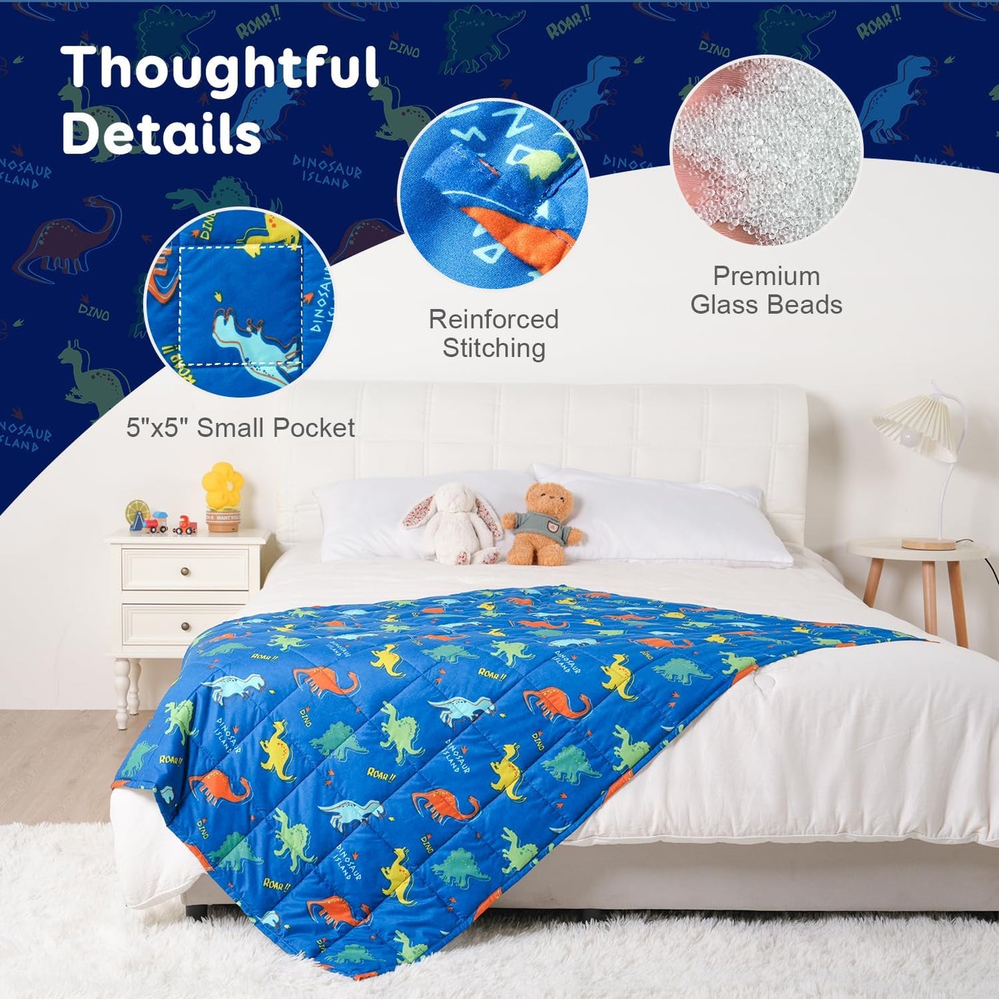 Sivio Kids Weighted Blanket - 5 lb, 36 x 48 in, Light Blue