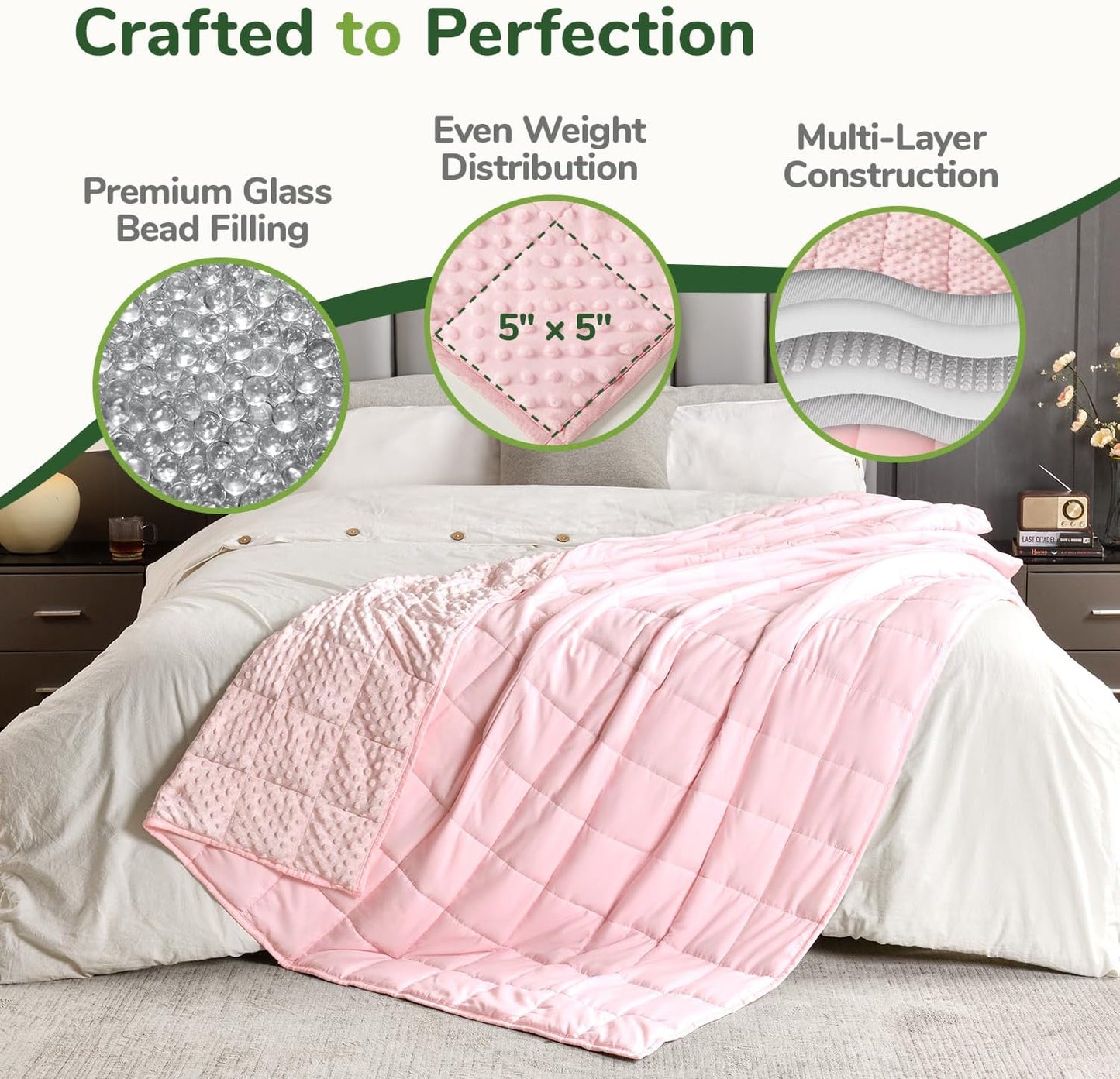 Sivio Adults Minky Heavy Blanket -15 lbs, 48 × 72 in Pink