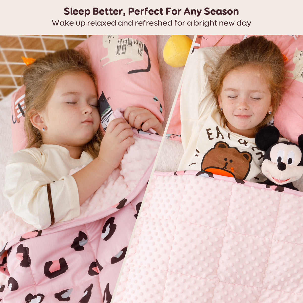 Sivio Minky Fleece & Cotton Kids Weighted Blanket- 5 lb, 36 × 48 in Pink Leopard