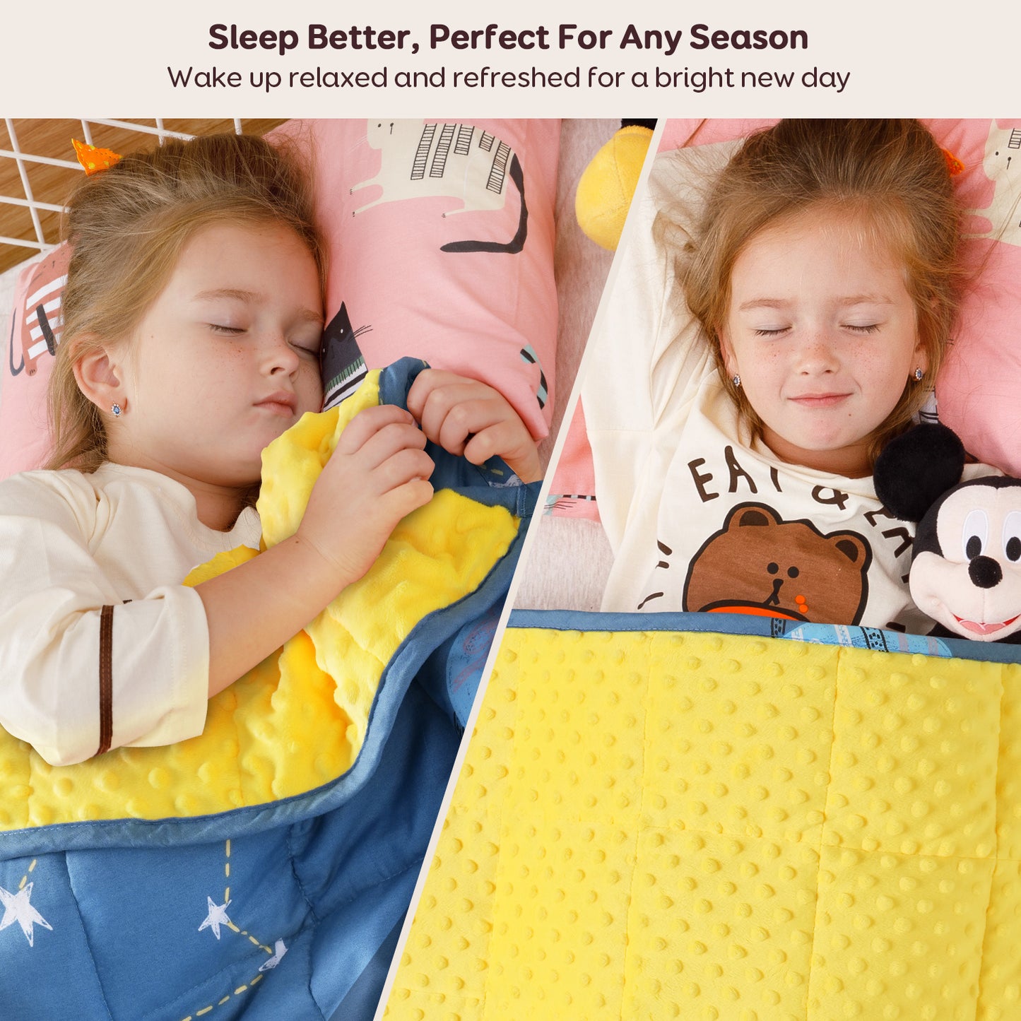 Sivio Minky Fleece & Cotton Kids Weighted Blanket- 3 lb, 36 × 48 in Blue Star Moon