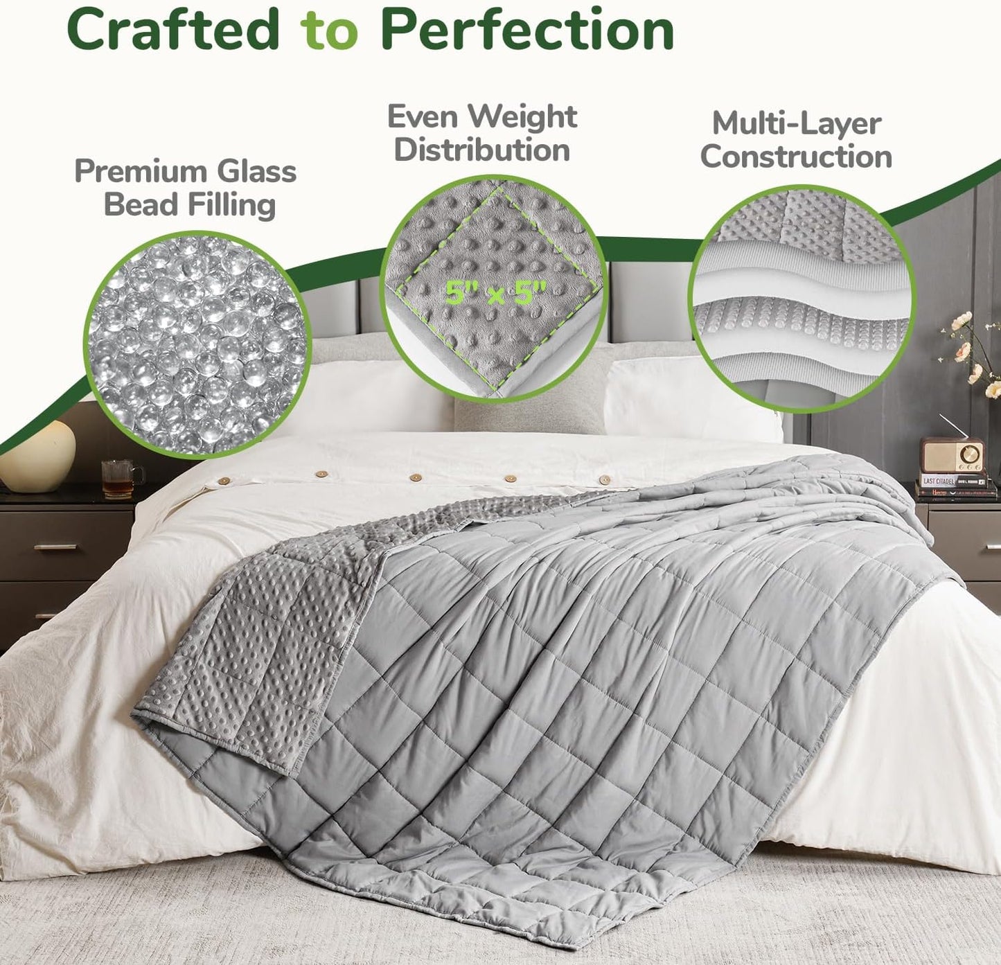 Sivio Adults Minky Heavy Blanket -15 lbs, 60 × 80 in Gray