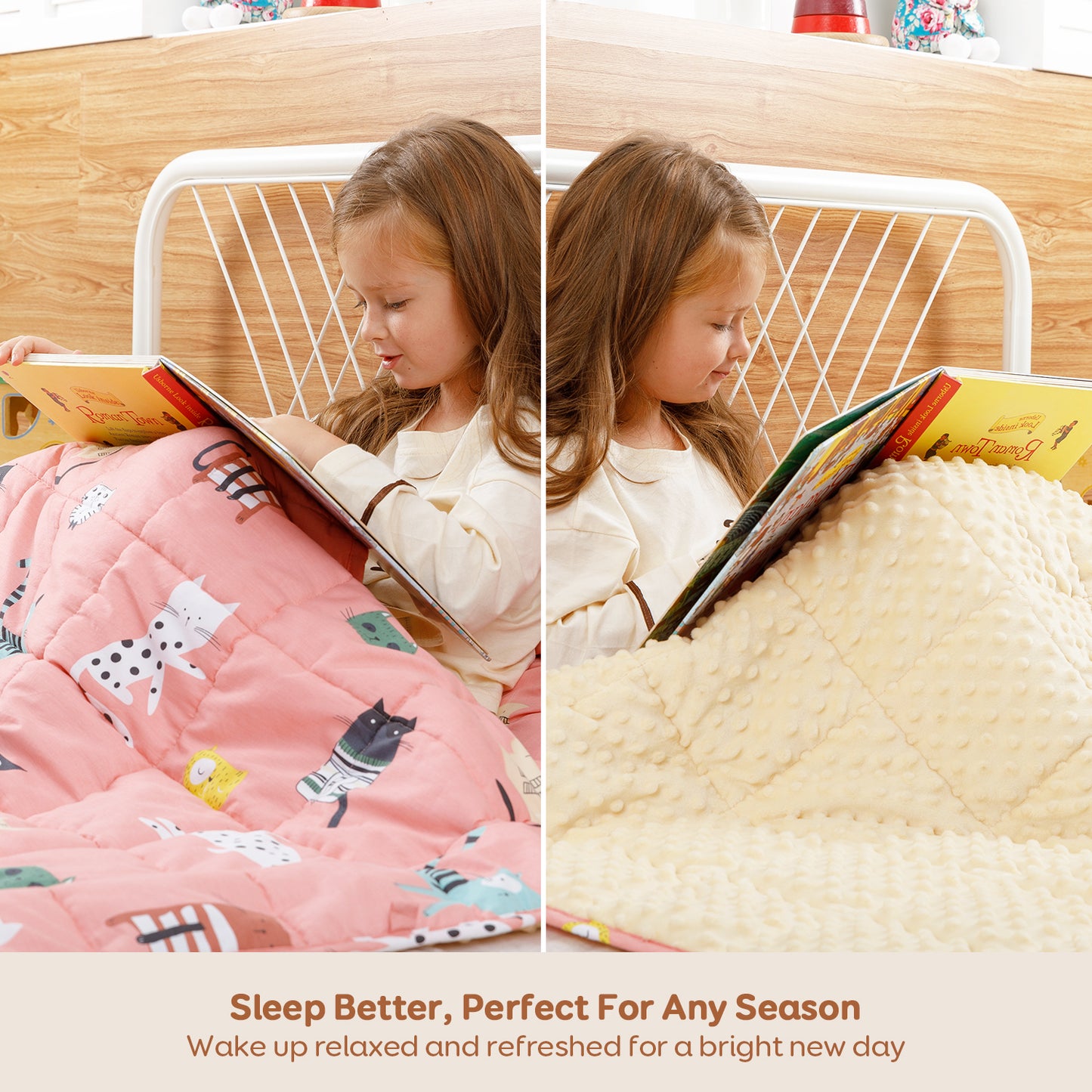 Sivio Minky Fleece & Cotton Kids Weighted Blanket- 5lb, 36 × 48 in Pink