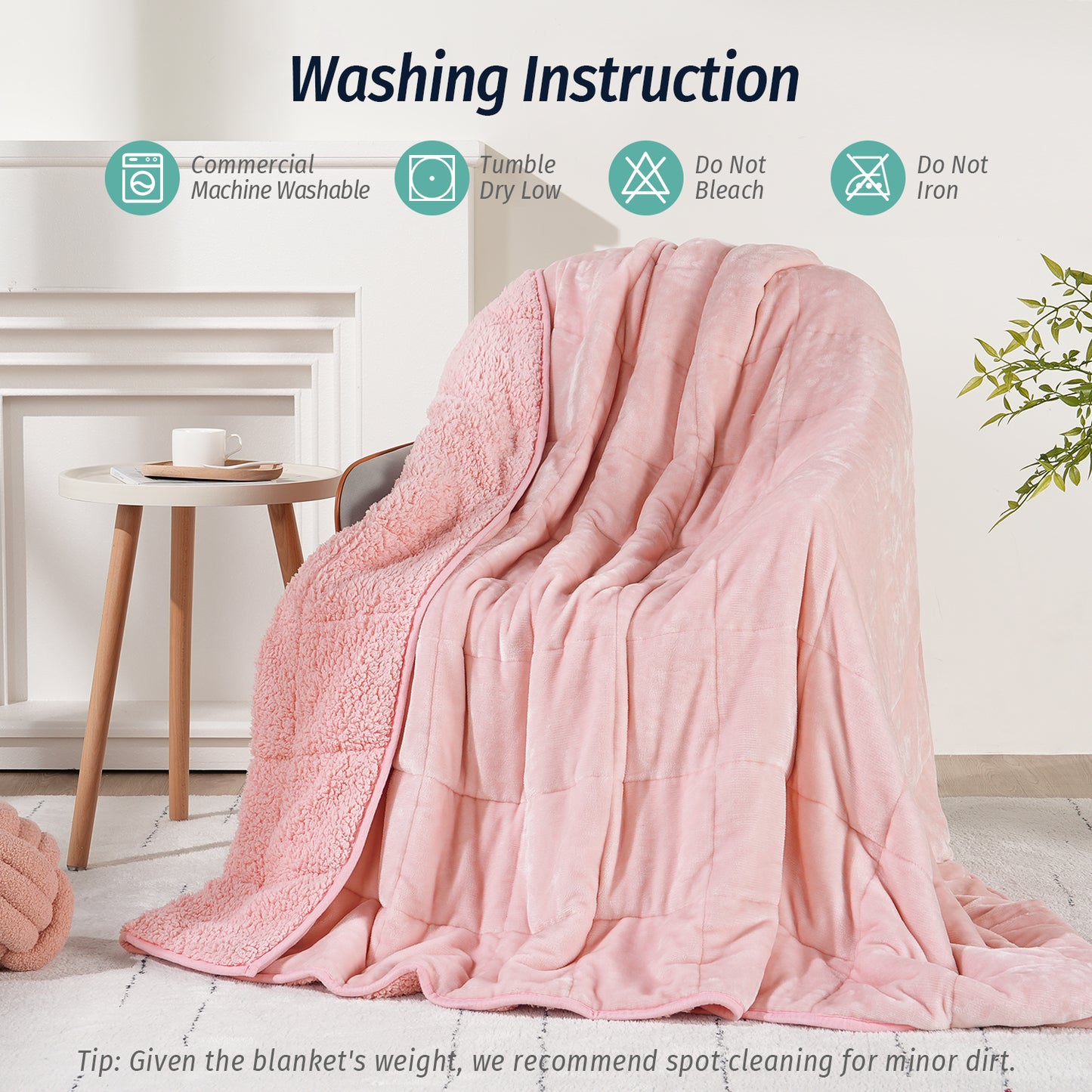 Sivio Weighted Blanket for Adults -15 lbs, 48 × 72 in Pink