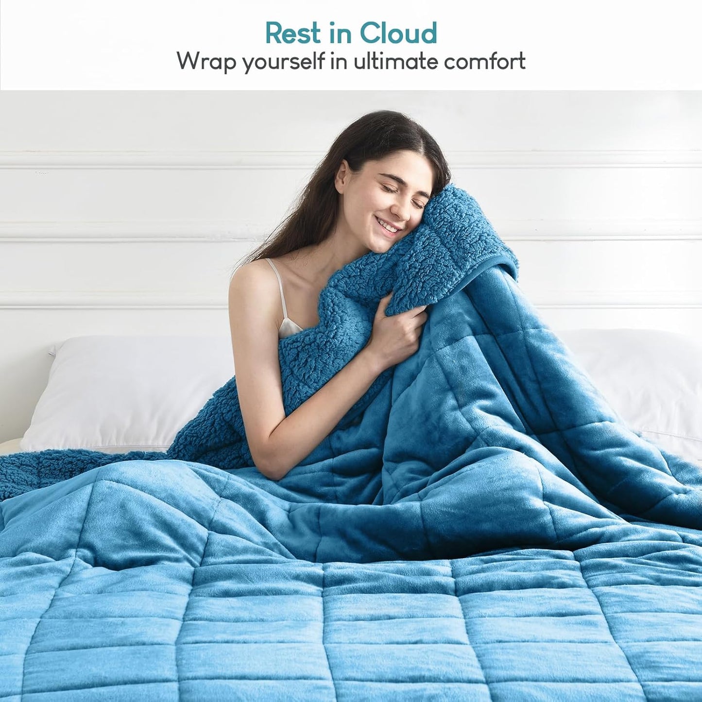 Sivio Weighted Blanket for Adults -15 lbs, 48 × 72 in Slate Blue