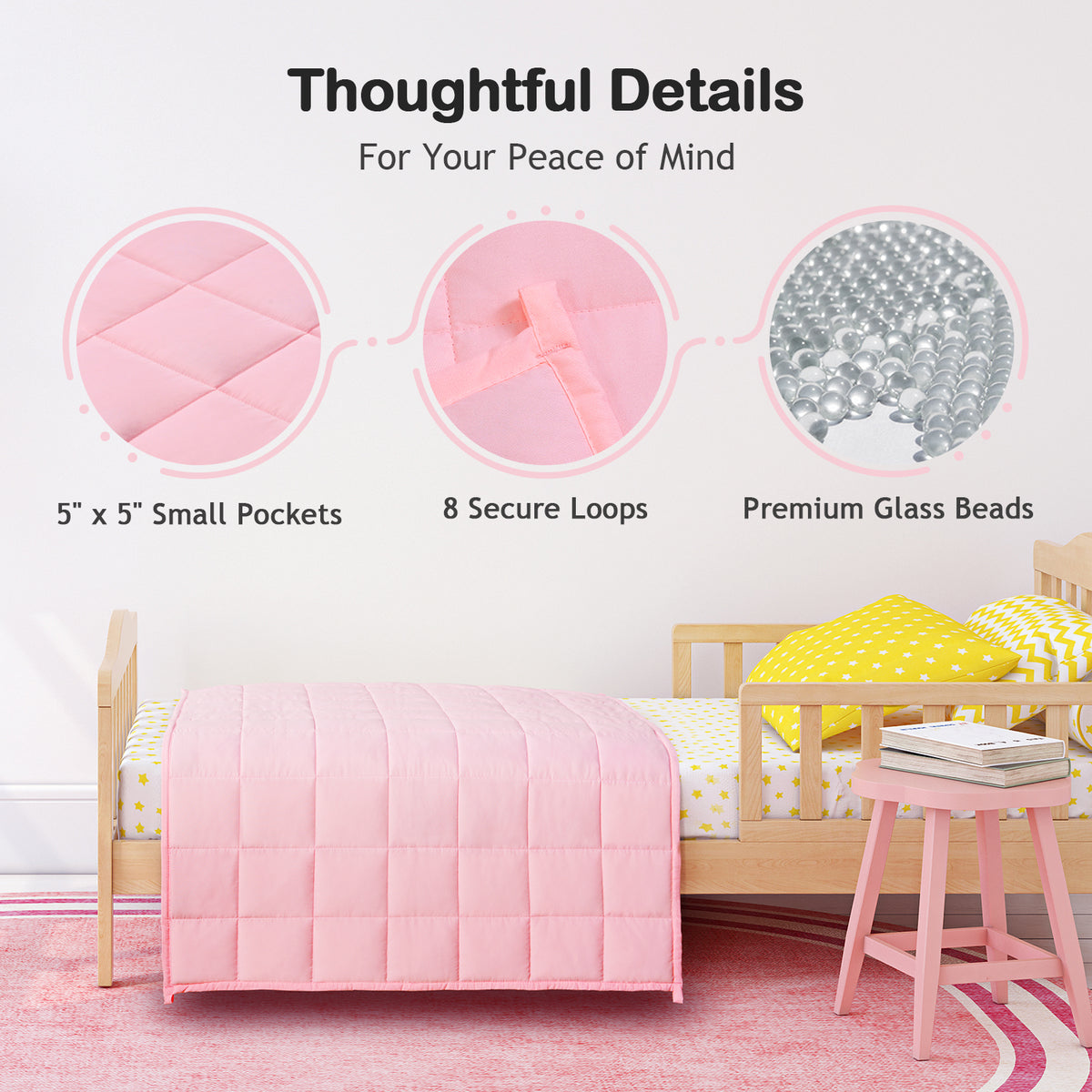 Sivio Kids Microfiber Weighted Blanket -3 lbs, 36 × 48 in Pink