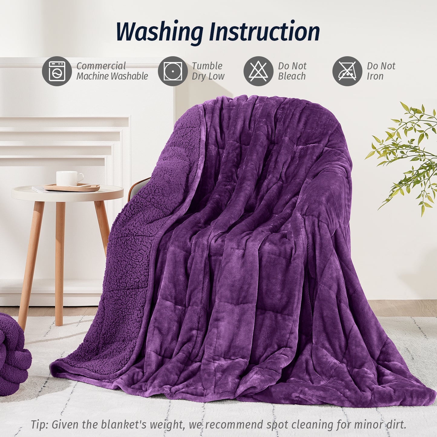 Sivio Weighted Blanket for Adults -15 lbs, 48 × 72 in Purple