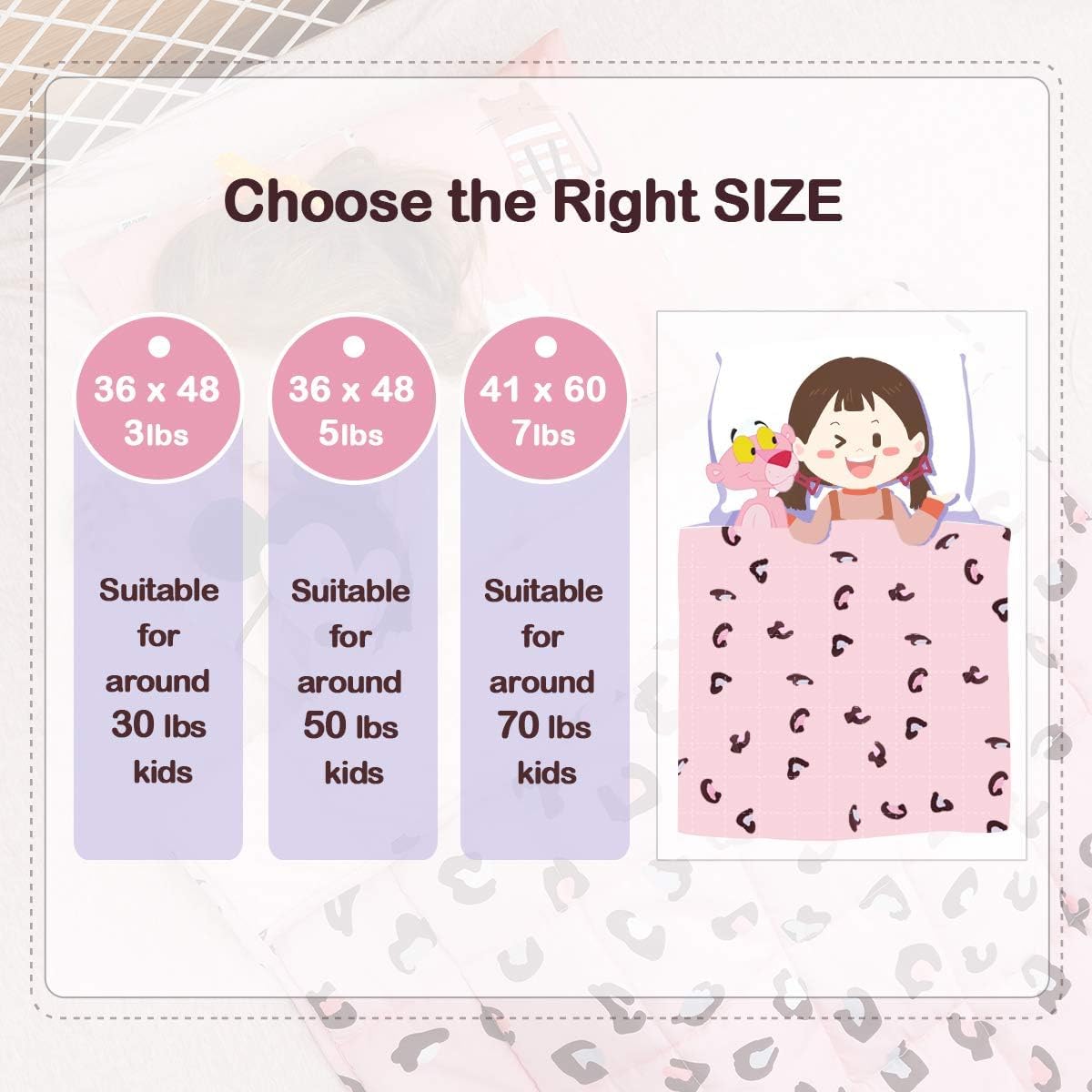 Sivio Minky Fleece & Cotton Kids Weighted Blanket- 5 lb, 36 × 48 in Pink Leopard