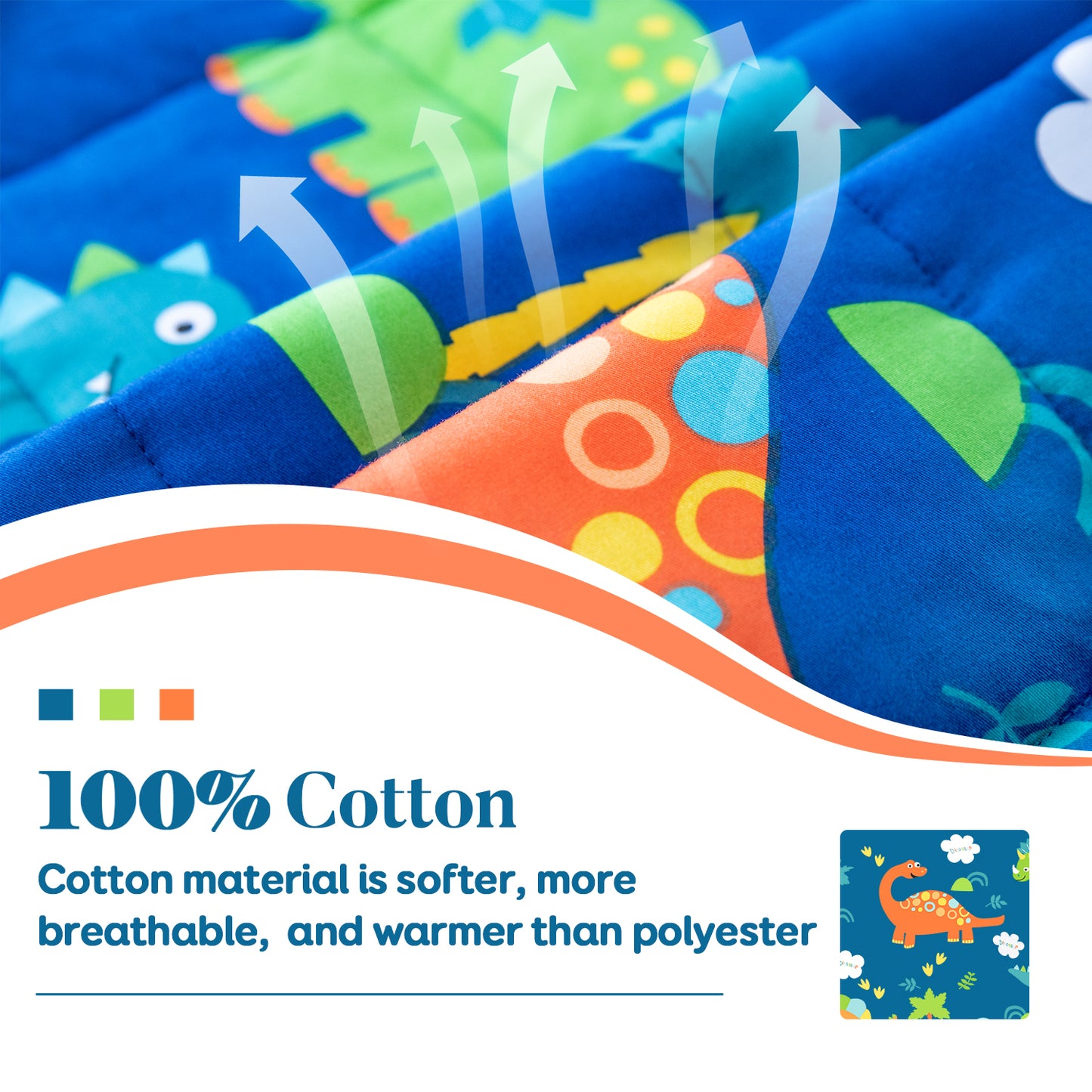 Kids Weighted Blanket 100% Cotton - 3 lb, 36 × 48 in Bule