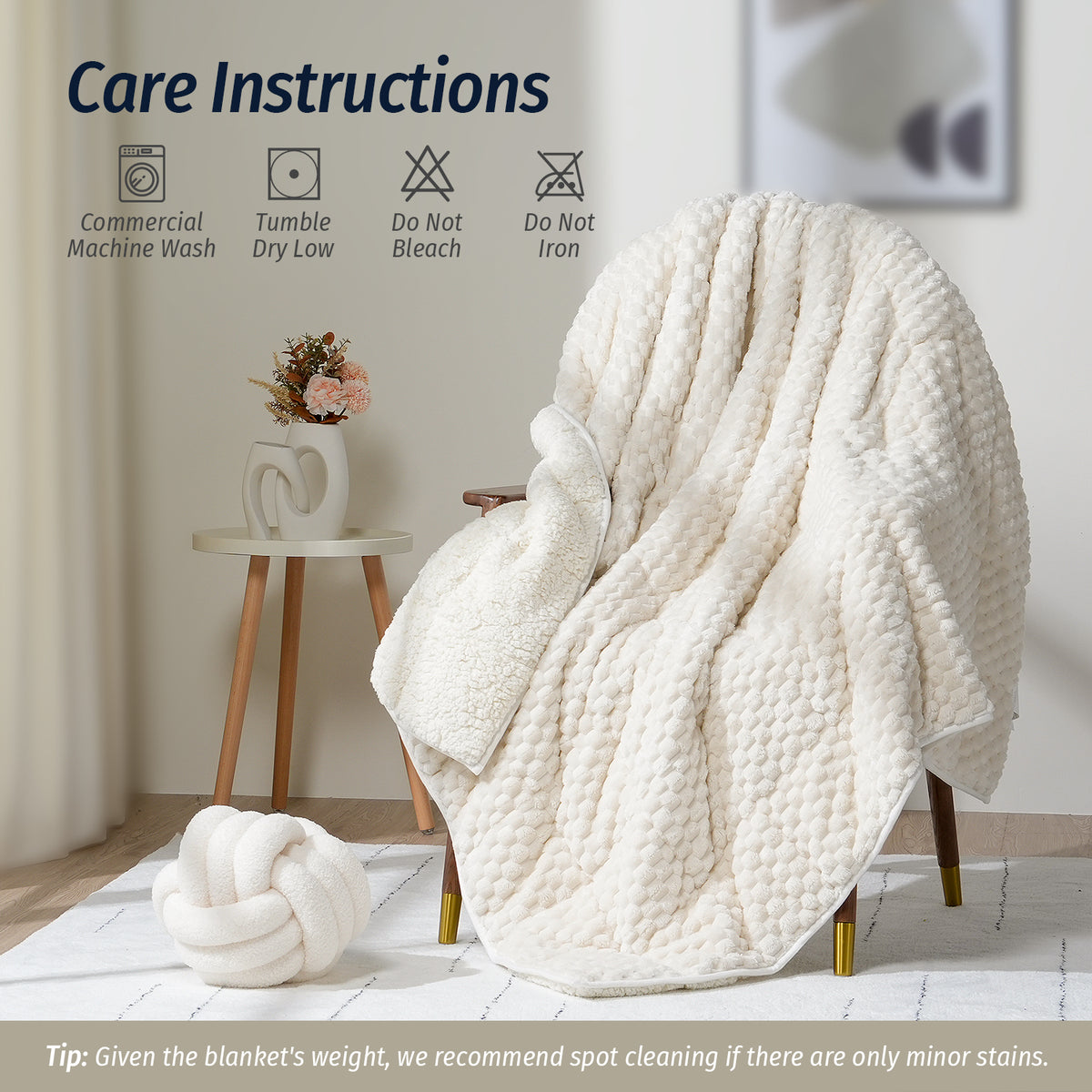 Sivio Jacquard Weighted Blanket for Adults 60" × 80" 15 lbs White