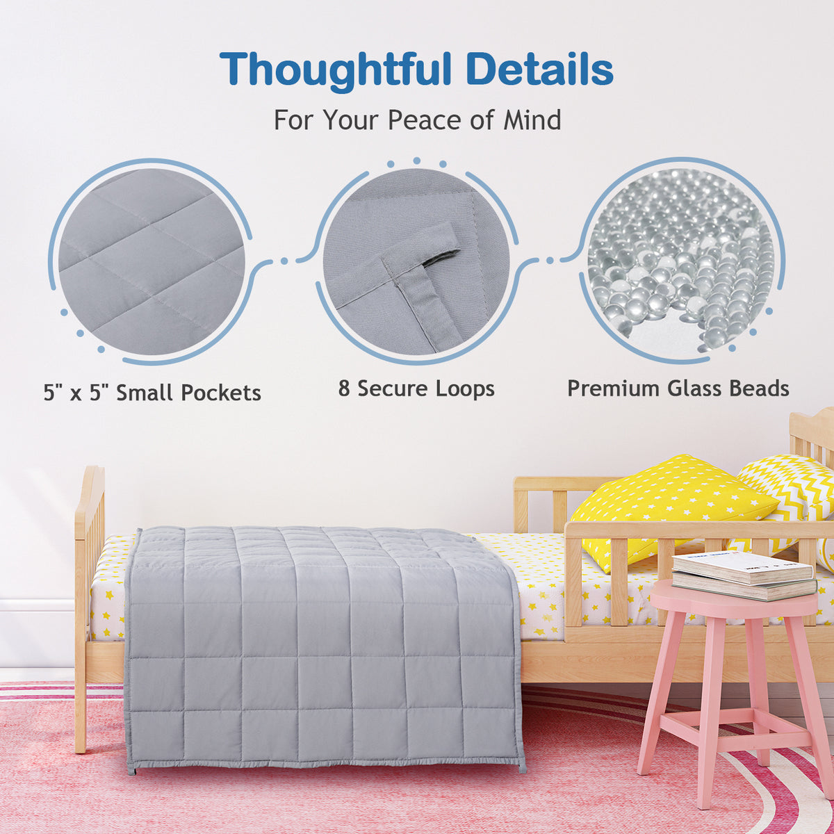 Sivio Kids Microfiber Weighted Blanket -3 lbs, 36 × 48 in Gray