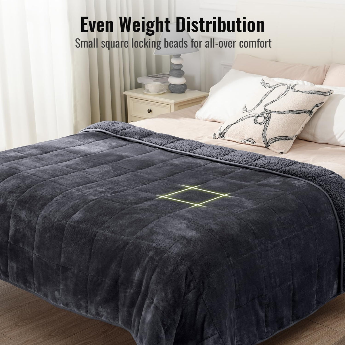 Sivio Weighted Blanket for Adults -15 lbs, 48 × 72 in Dark Grey