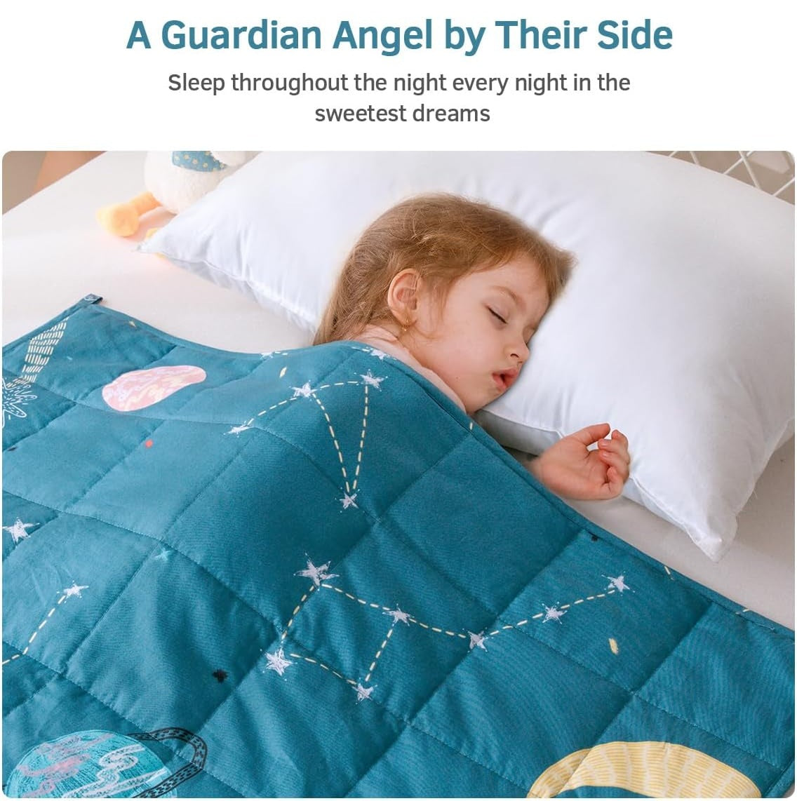 Kids Weighted Blanket 100% Cotton - 3 lb, 36 × 48 in  Blue Starry Sky