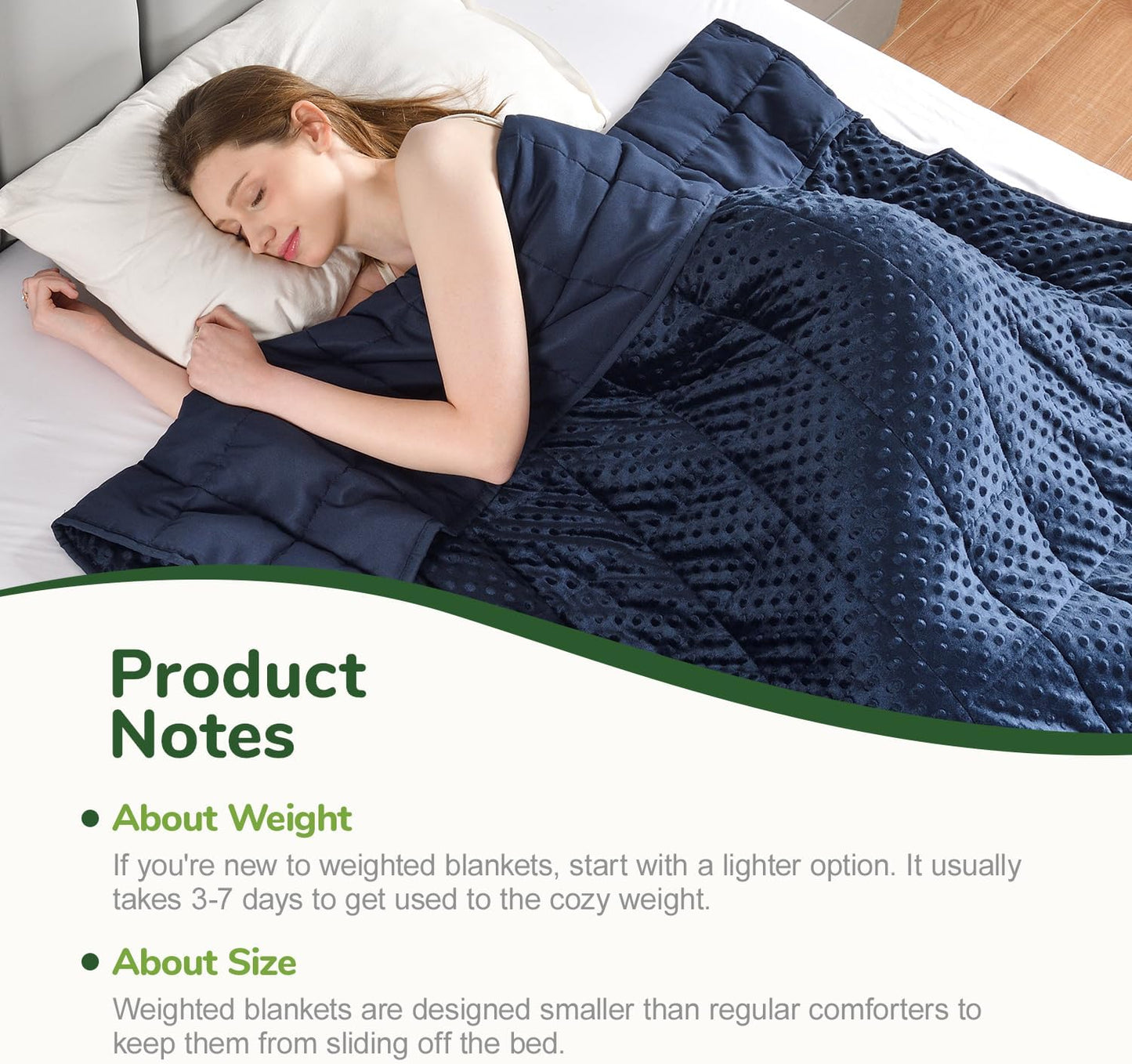 Sivio Adults Minky Heavy Blanket -15 lbs, 60 × 80 in Navy Blue