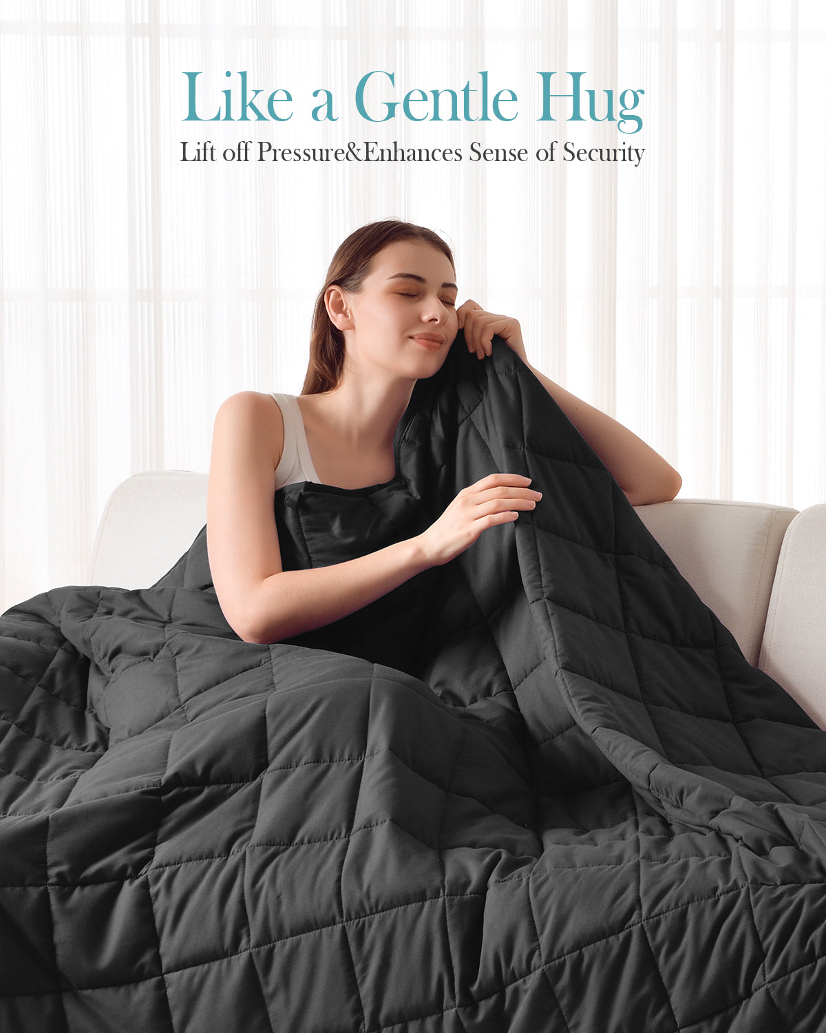 Sivio Adults Microfiber Weighted Blanket -15 lbs, 48 × 72 in Black