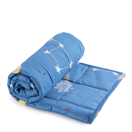 Sivio Minky Fleece & Cotton Kids Weighted Blanket- 3 lb, 36 × 48 in Blue Star Moon