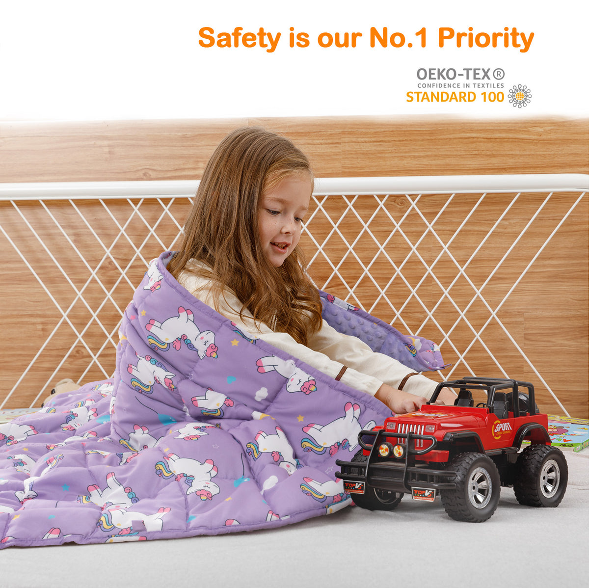 Sivio Minky Fleece & Cotton Kids Weighted Blanket- 3 lb, 36 × 48 in Purple Unicorn