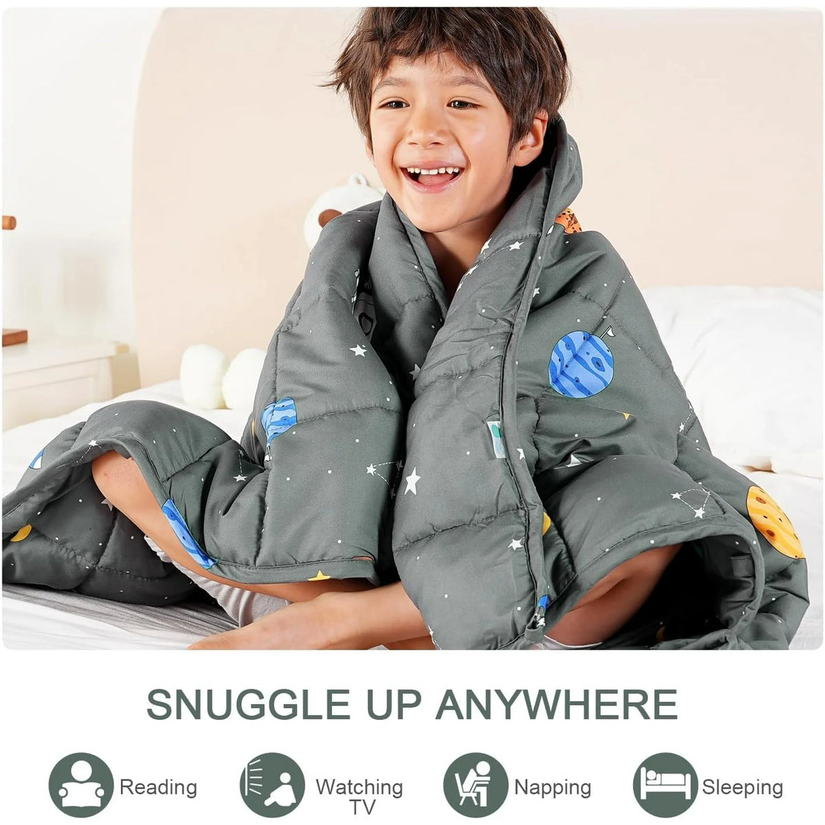 Sivio Kids Weighted Blanket - 5 lb, 36 x 48 in, Gray Sky