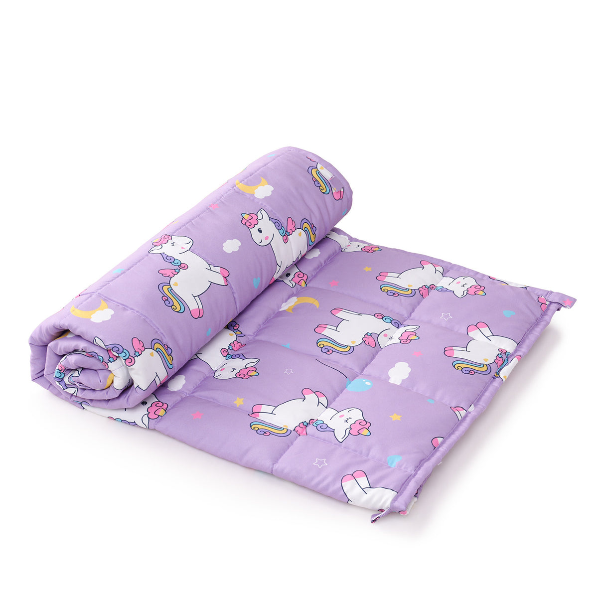 Sivio Minky Fleece & Cotton Kids Weighted Blanket- 3 lb, 36 × 48 in Purple Unicorn