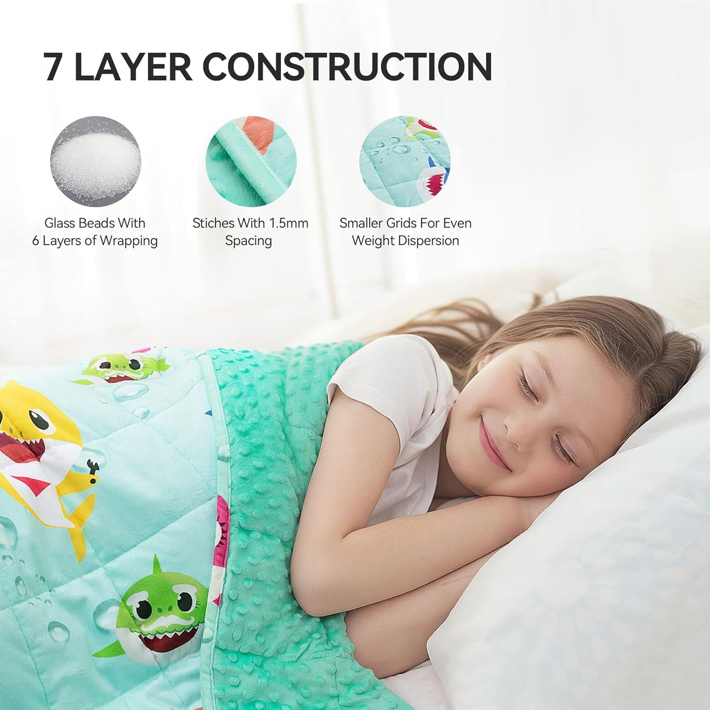 Sivio Crystal Velvet & Minky Dots Weighted Blanket for Kids - 3lb, 36 × 48 in Green