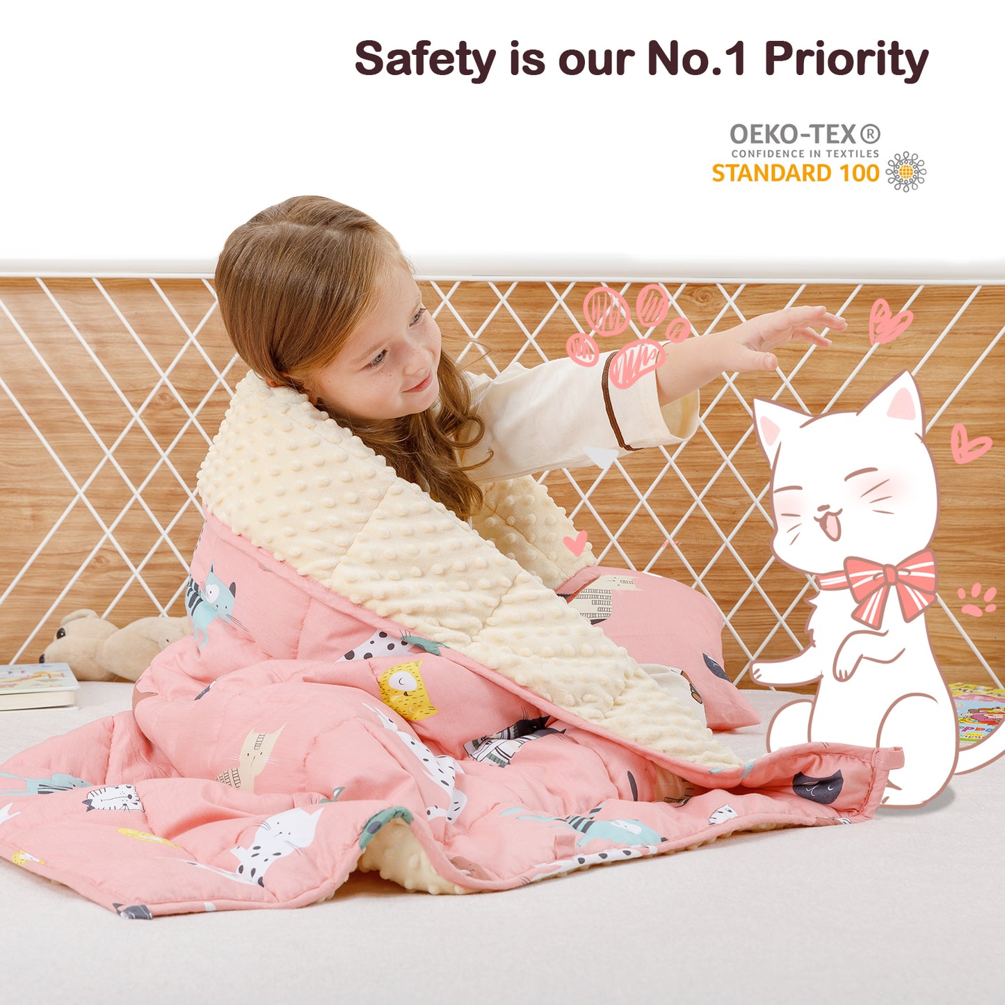 Sivio Minky Fleece & Cotton Kids Weighted Blanket- 5lb, 36 × 48 in Pink