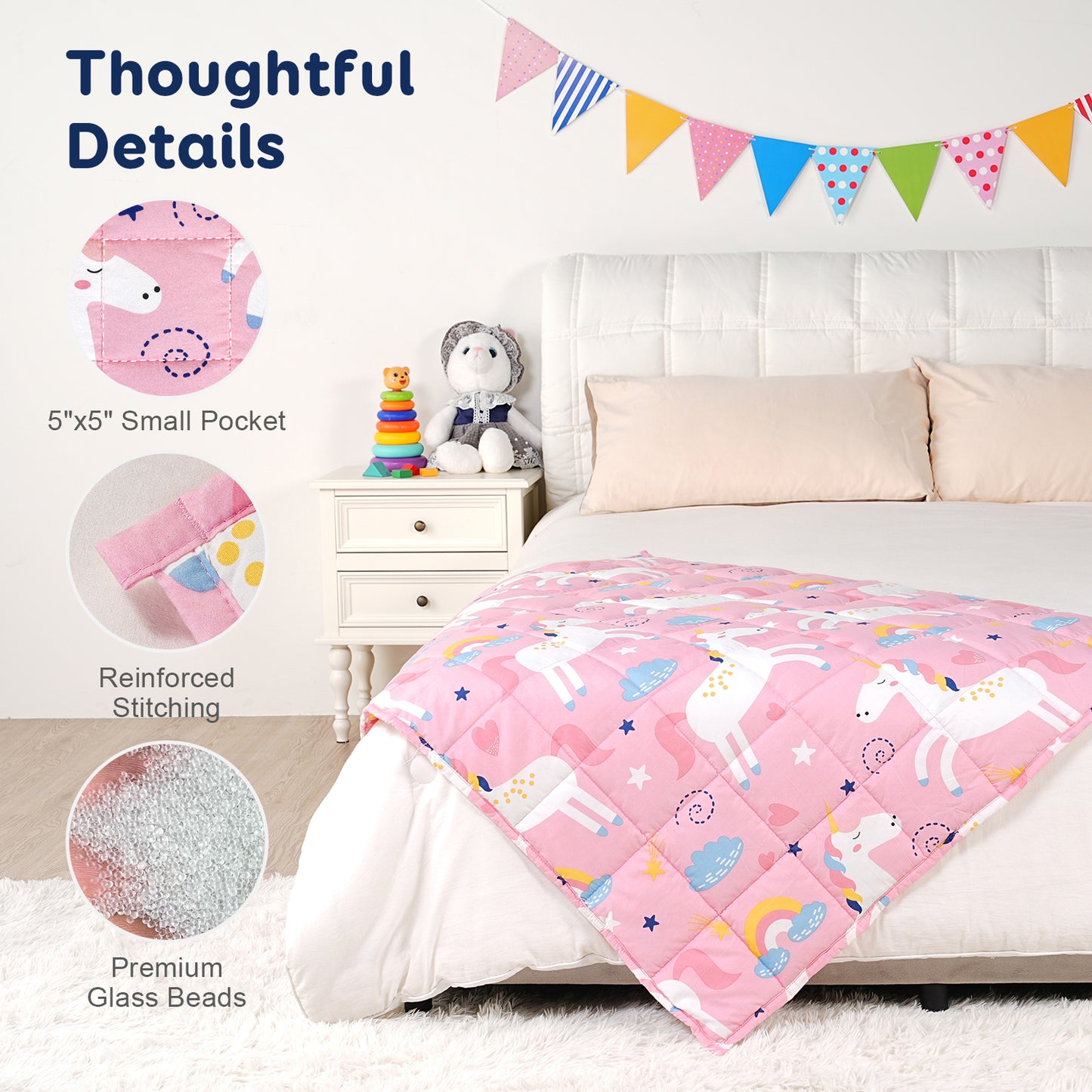 Sivio Kids Weighted Blanket - 3 lb, 36 x 48 in, Pink
