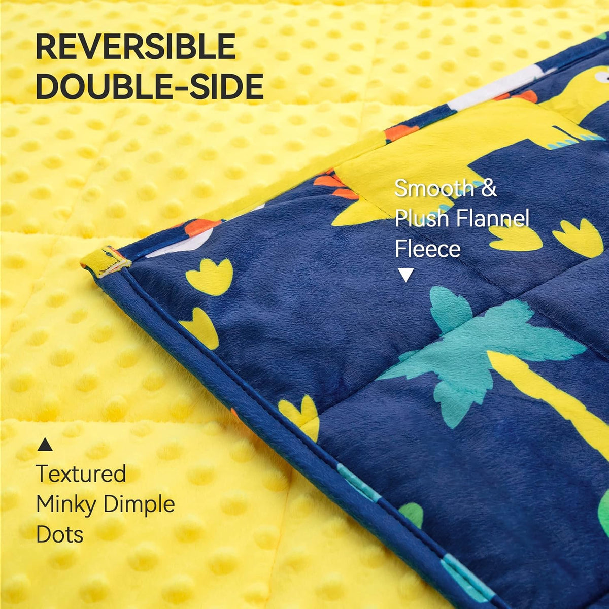 Sivio Crystal Velvet & Minky Dots Weighted Blanket for Kids - 3lb, 36 × 48 in Blue Dinosaur
