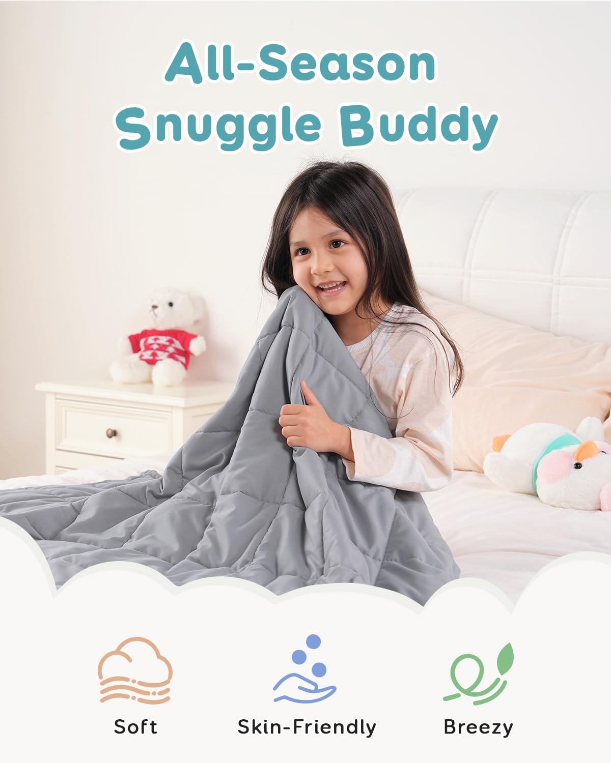 Sivio Kids Microfiber Weighted Blanket -3 lbs, 36 × 48 in Gray