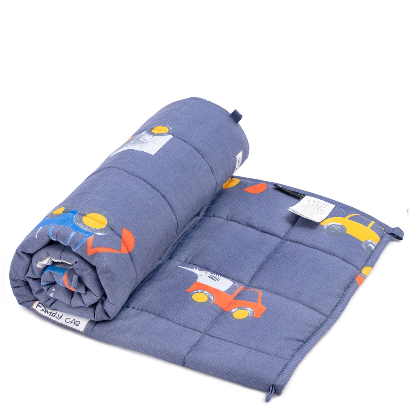 Sivio Minky Fleece & Cotton Kids Weighted Blanket- 5 lb, 36 × 48 in Blue Car