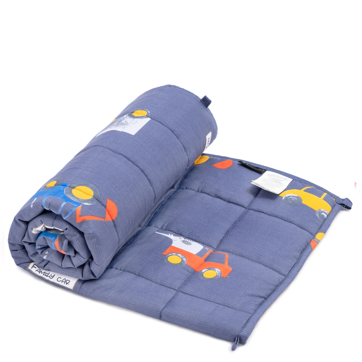 Sivio Minky Fleece & Cotton Kids Weighted Blanket- 3 lb, 36 × 48 in Blue Car