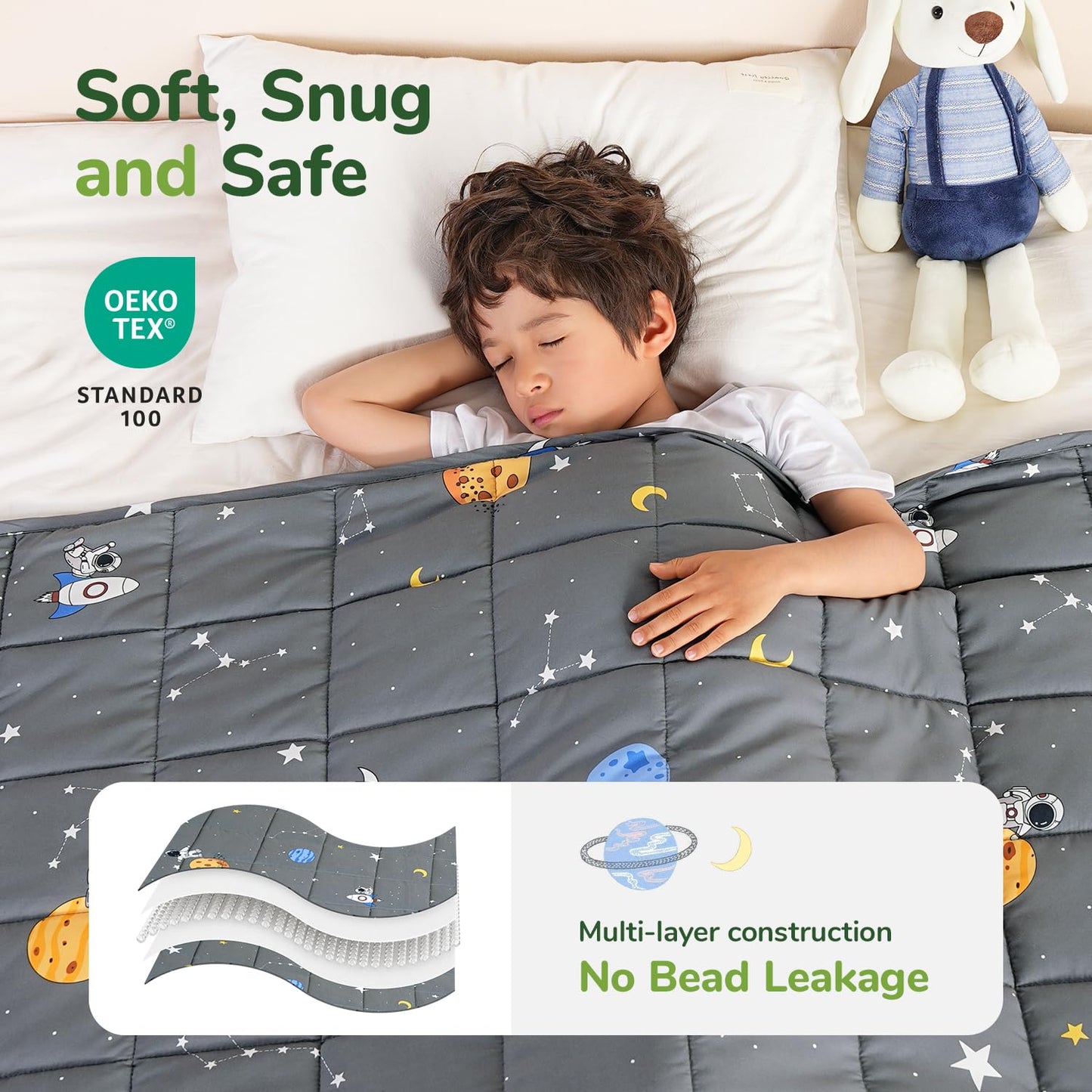 Kids Weighted Blanket - 3 lb, 36 x 48 in, Grey