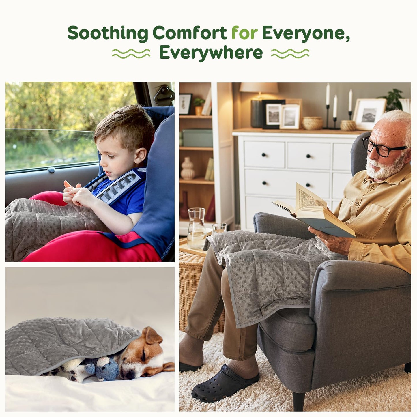 Weighted Lap Blanket - Grey, 2 lb, 20 x 30 in